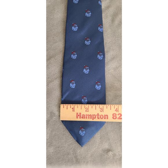 Wembley Blue Holiday Santa Claus 100% Silk Neck Tie Made in USA - Picture 3 of 3